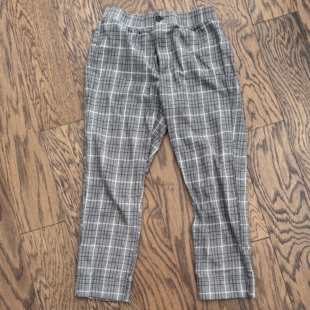 Sky and Sparrow women’s Black and White Plaid Dress Pants-ankle length